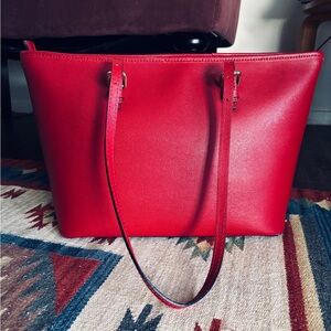 Classic Red Leather Tote